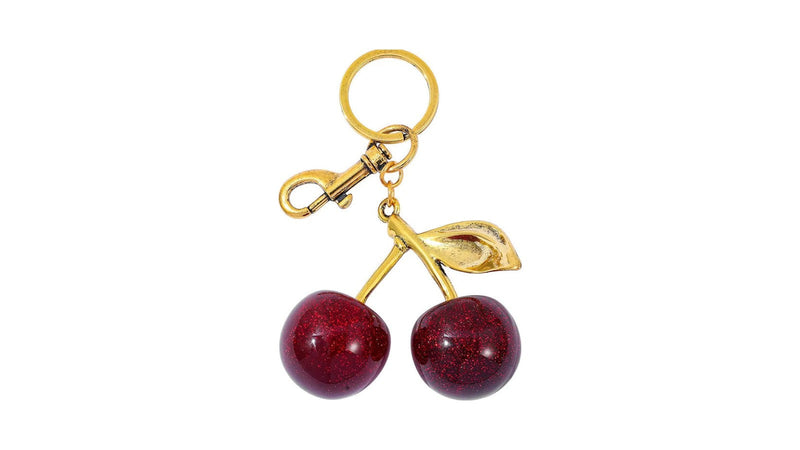 Fruit & Flower Charms: Cherry Charm bag charm in Bordeaux Red with gold