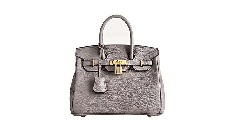 Top-Handle Bags: Mira structured vegan leather bag in Stone Beige