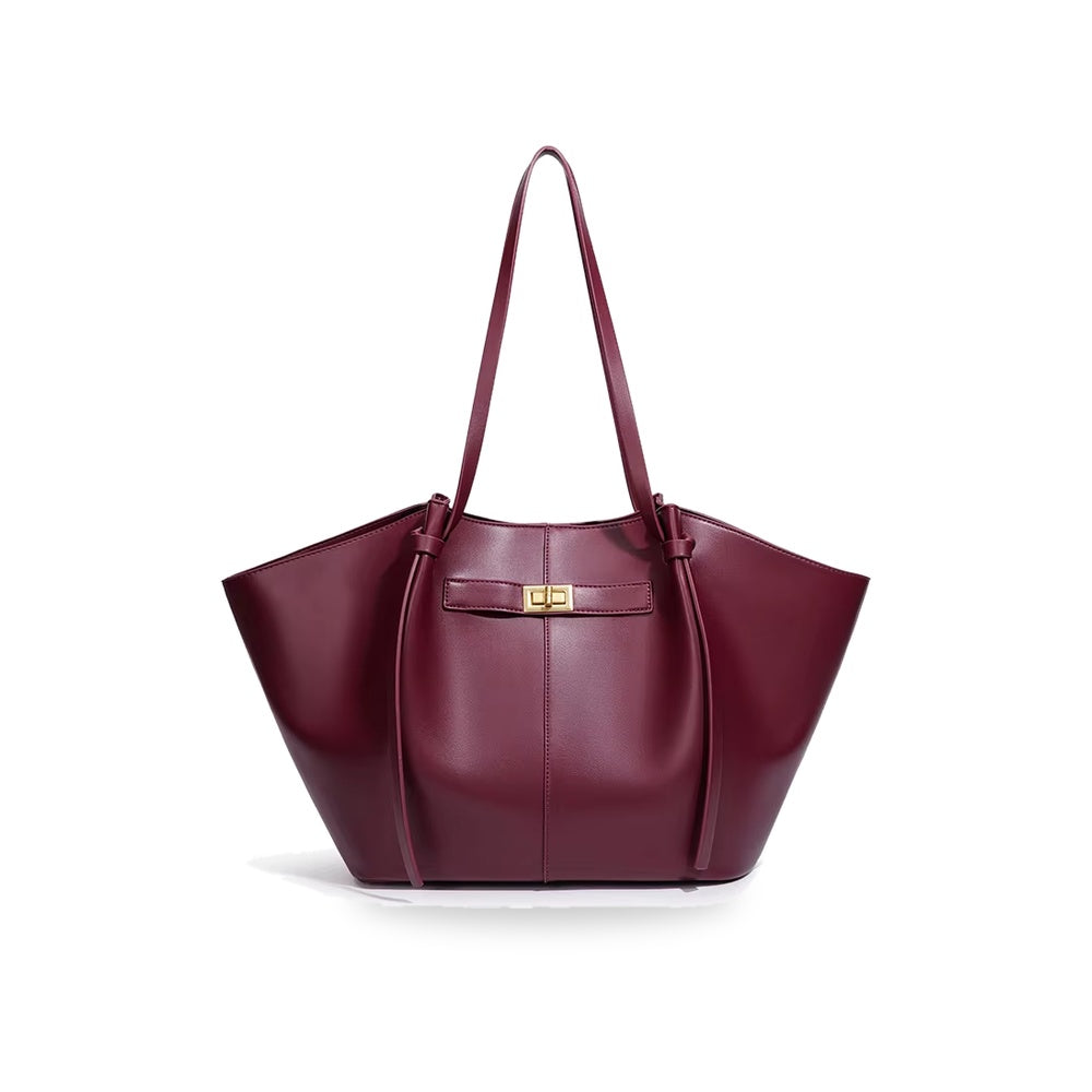 Aurora winged vegan leather tote bag in Bordeaux Velvet
