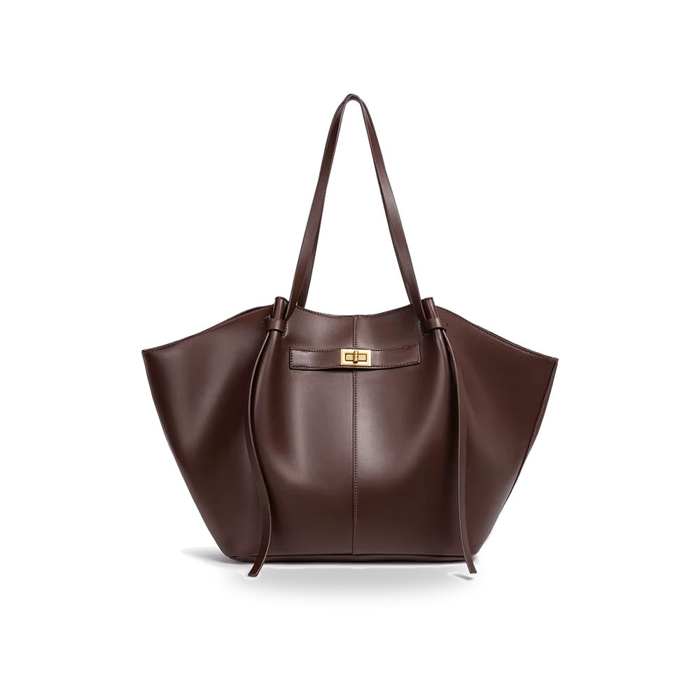 Aurora winged vegan leather tote bag in Truffle Brown