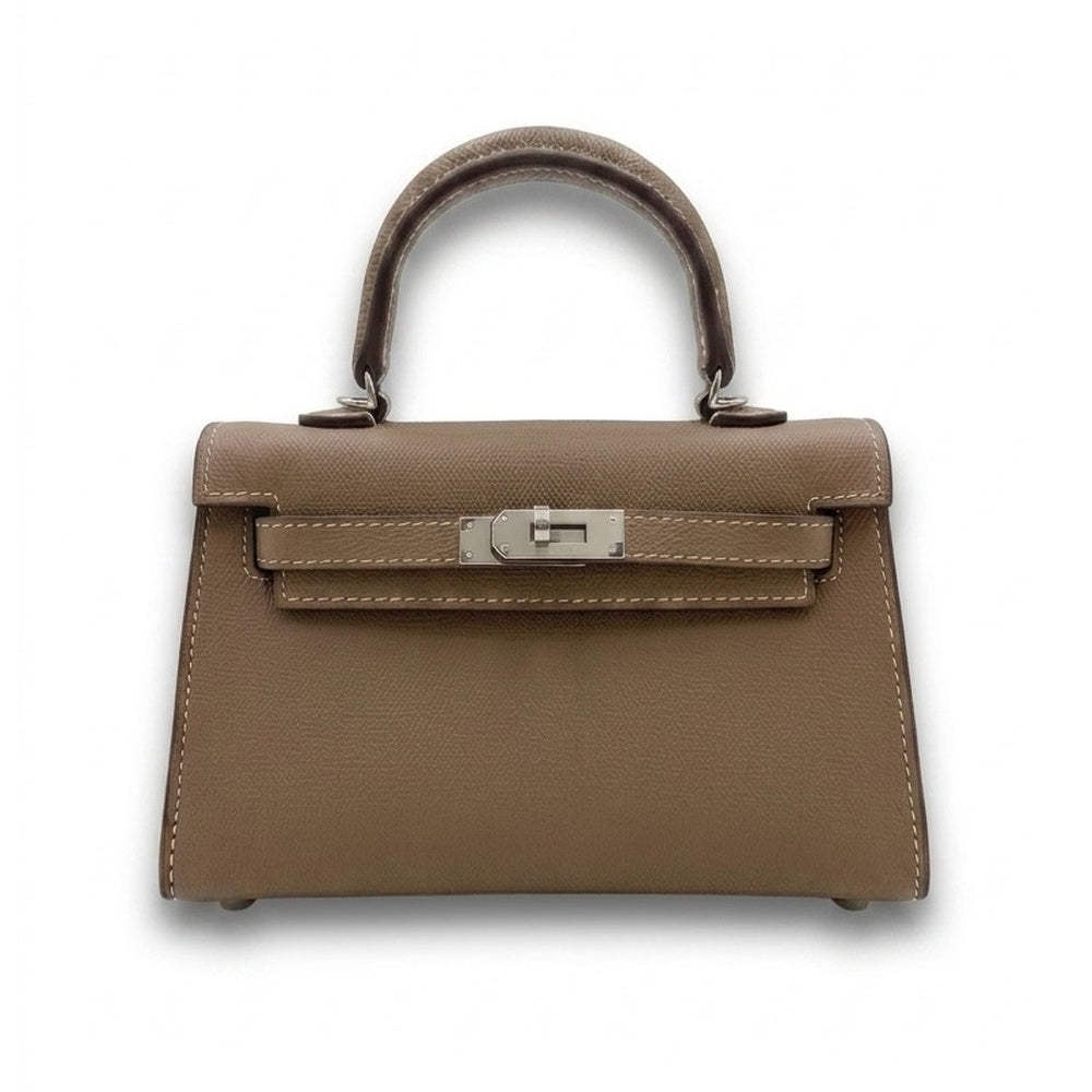 Ikara structured vegan leather work bag in Stone Taupe