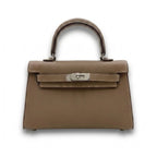 Ikara structured vegan leather work bag in Stone Taupe