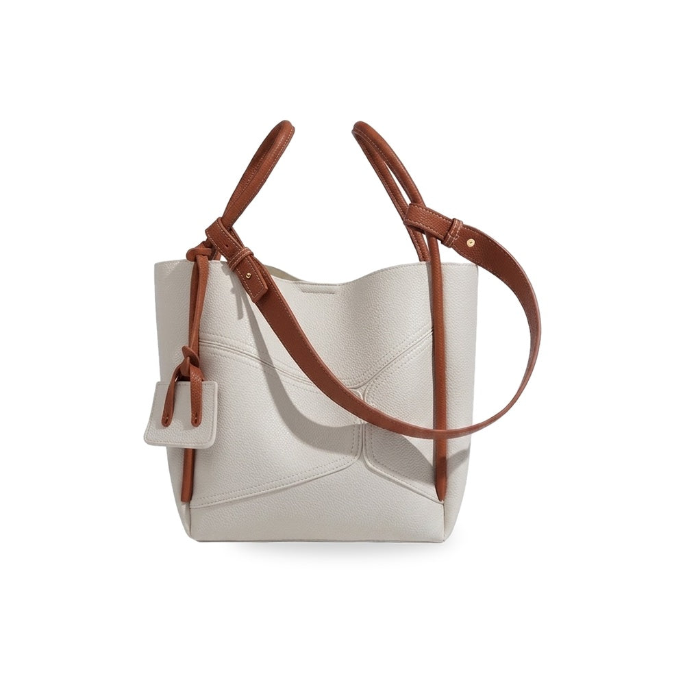 Lucca vegan leather everyday tote in Amalfi White