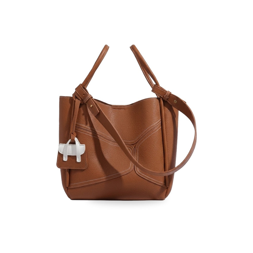 Lucca vegan leather everyday tote in Cognac Ember
