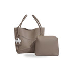 Lucca vegan leather everyday tote in Stone Taupe