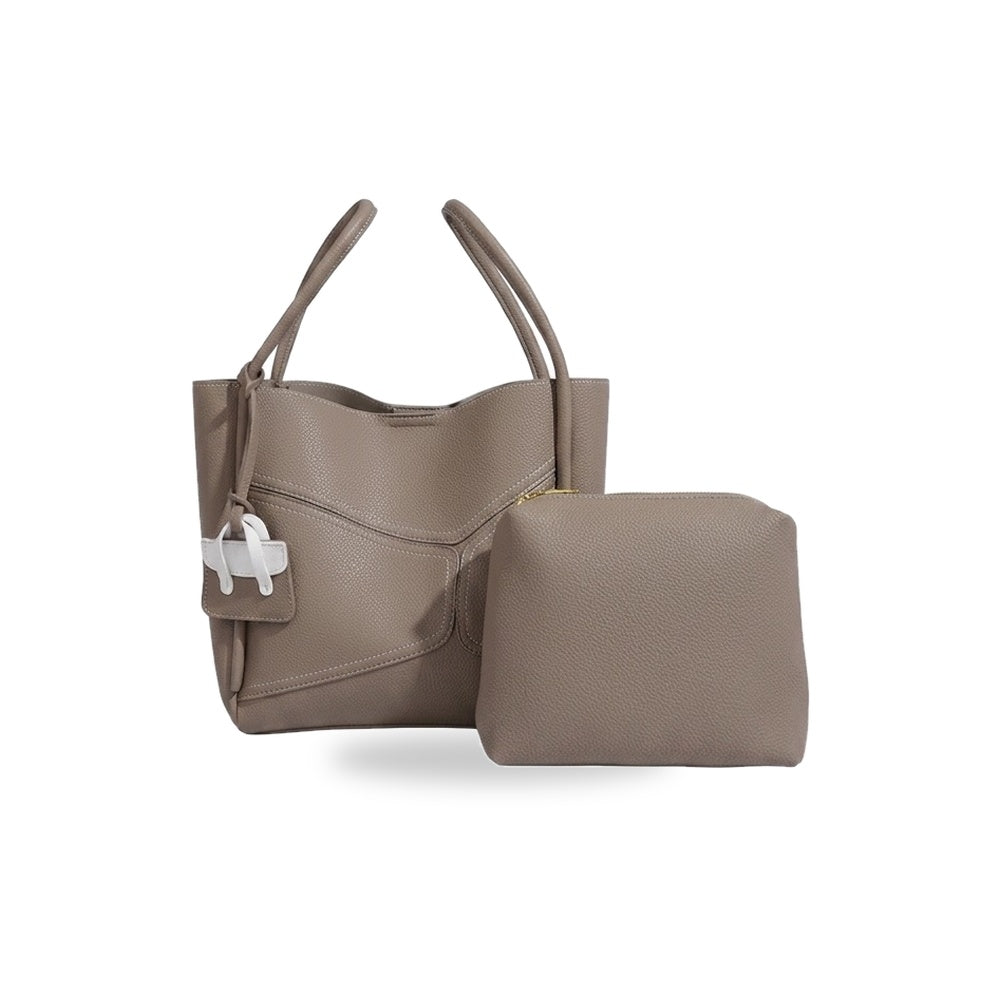 Lucca vegan leather everyday tote in Stone Taupe