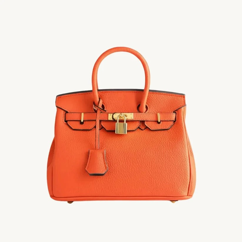 Mira structured vegan leather satchel in Marrakech Orange