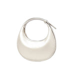 Selene crescent shoulder bag in vegan leather, Amalfi White