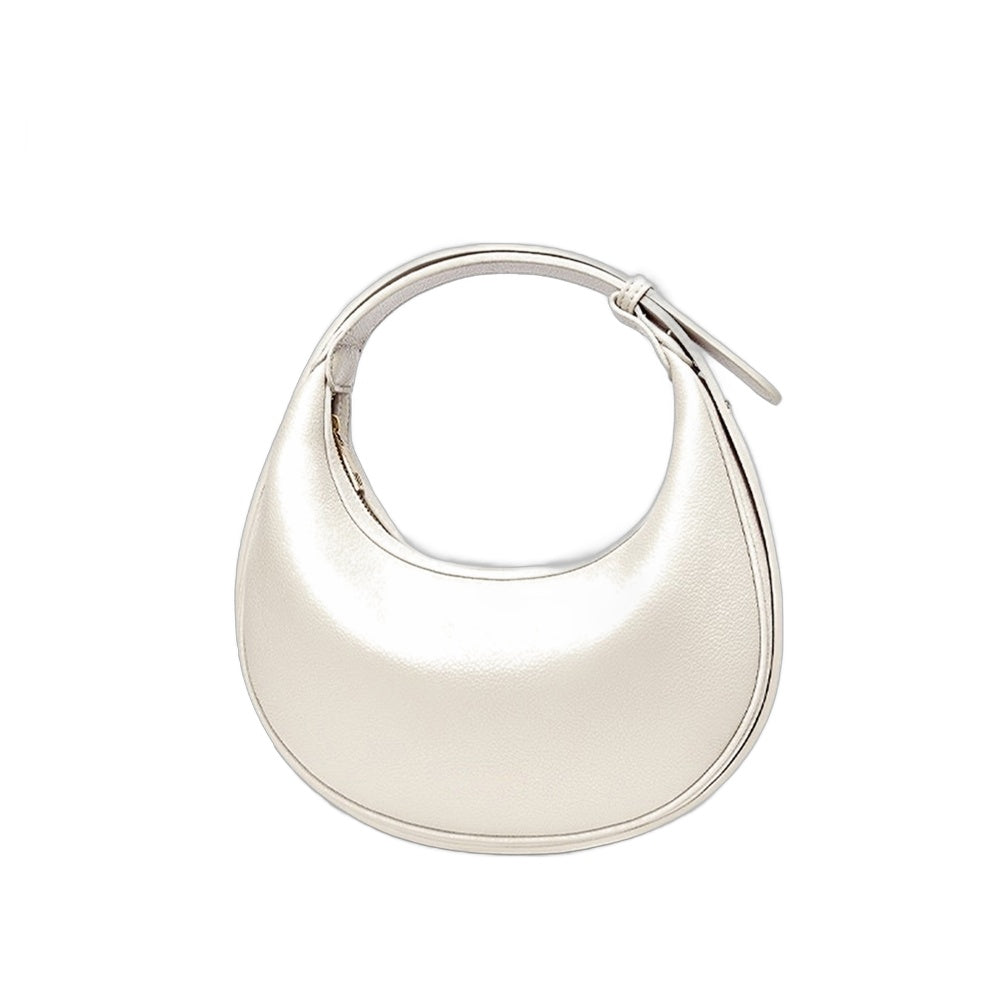 Selene crescent shoulder bag in vegan leather, Amalfi White