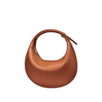 Selene crescent shoulder bag in vegan leather, Cognac Ember