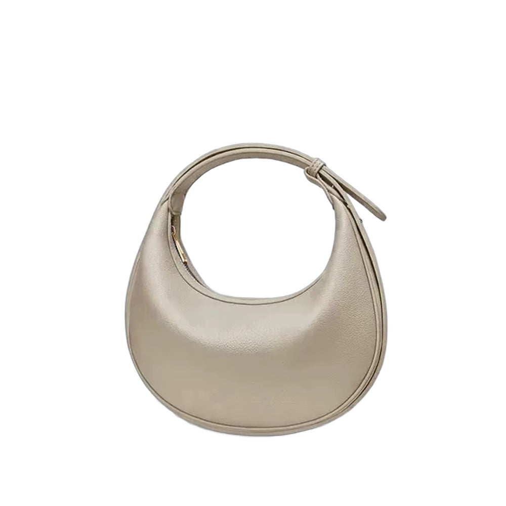 Selene crescent shoulder bag in vegan leather, Desert Linen