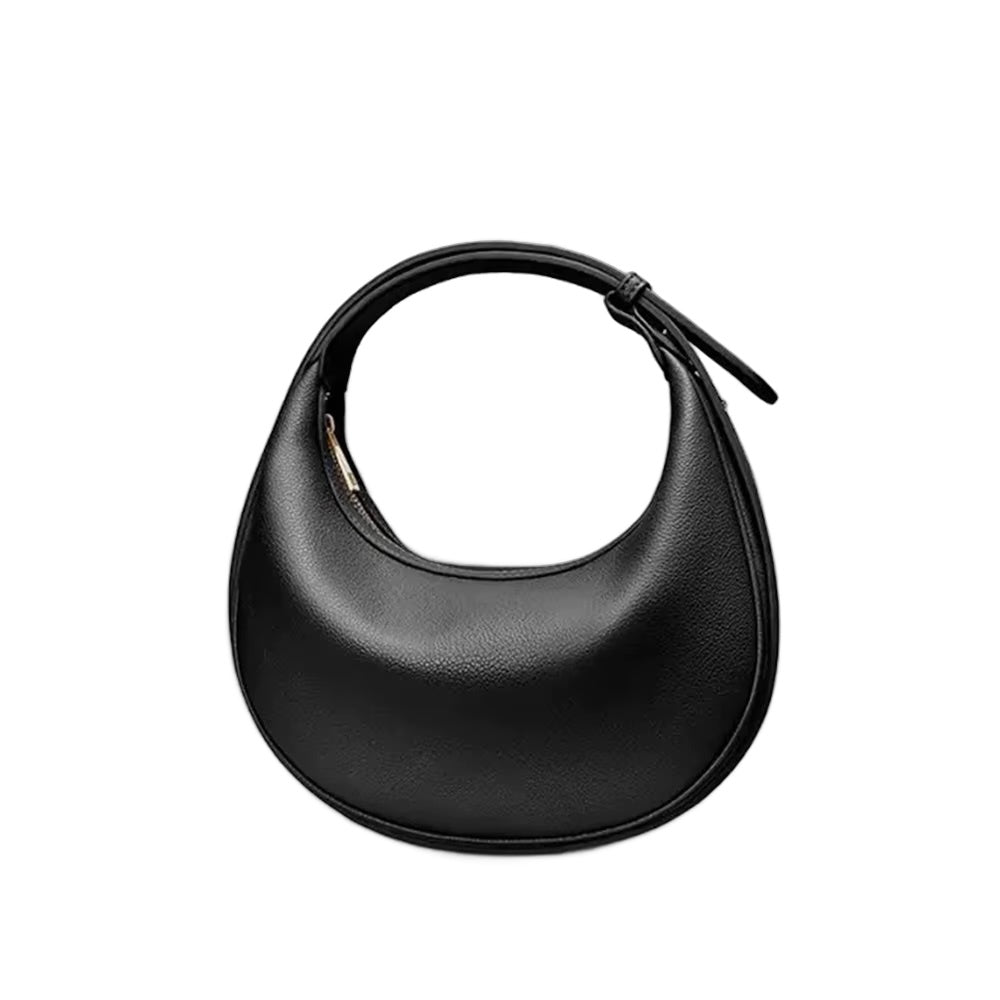 Selene crescent shoulder bag in vegan leather, Milano Midnight
