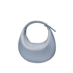 Selene crescent shoulder bag in vegan leather, Periwinkle Powder