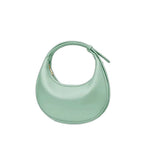 Selene crescent shoulder bag in vegan leather, Sage Mist