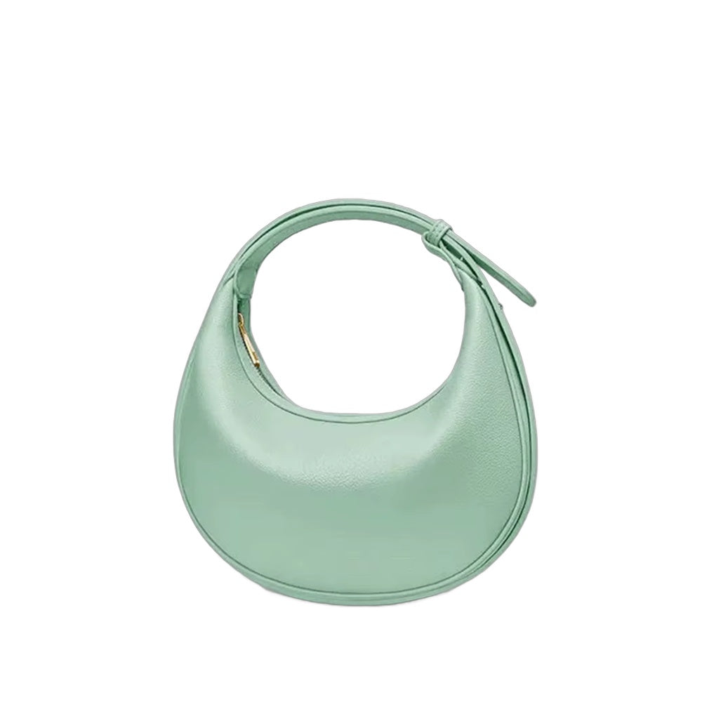 Selene crescent shoulder bag in vegan leather, Sage Mist
