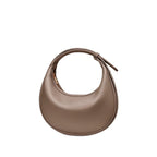 Selene crescent shoulder bag in vegan leather, Truffle Brown